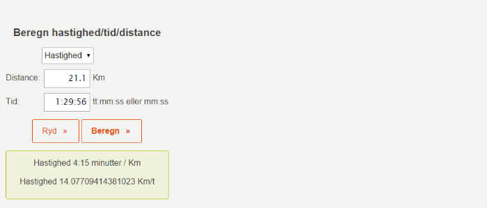 speed calculation when running
