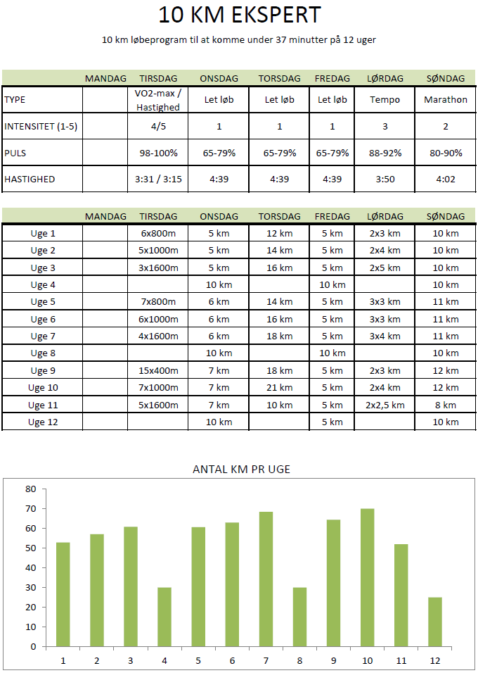 10 km running program under 37 minutes in 12 weeks