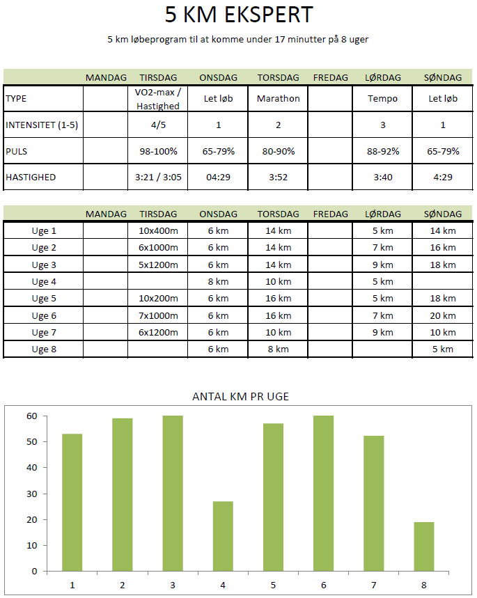 5 km running program under 17 minutes in 8 weeks