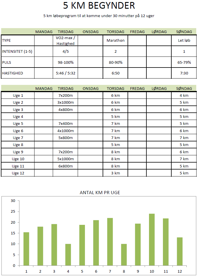 5 km running program under 30 minutes in 12 weeks