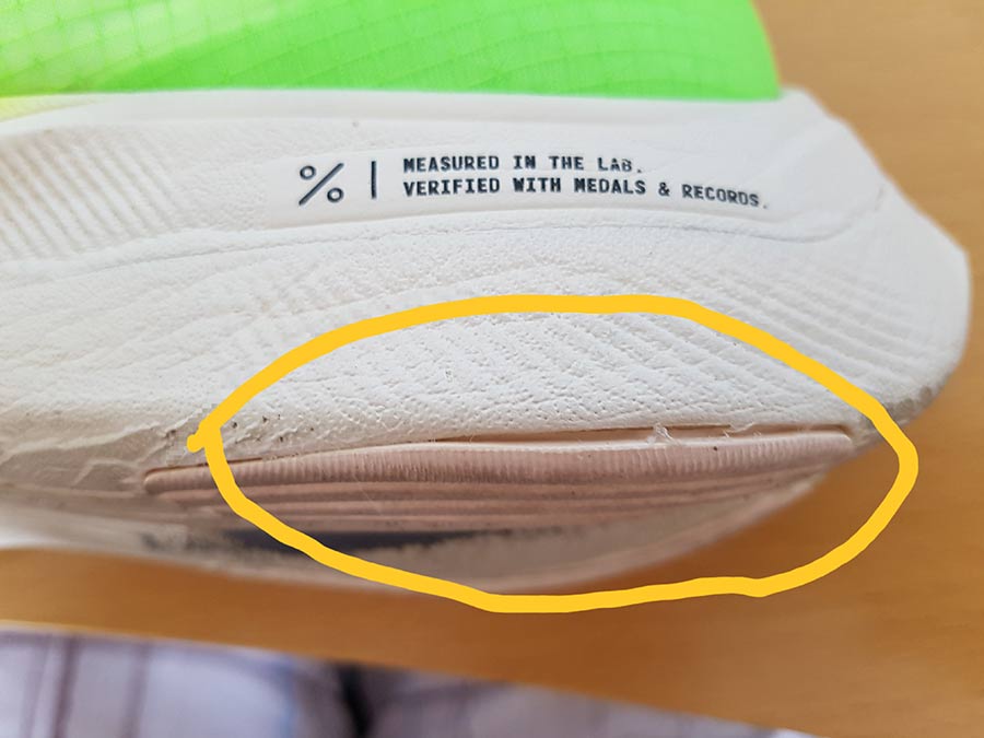 dårlig sål på vaporfly next