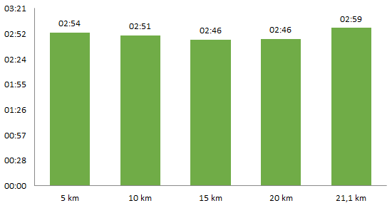 Study of elite runners' speed during half marathon - by iloebesko.dk